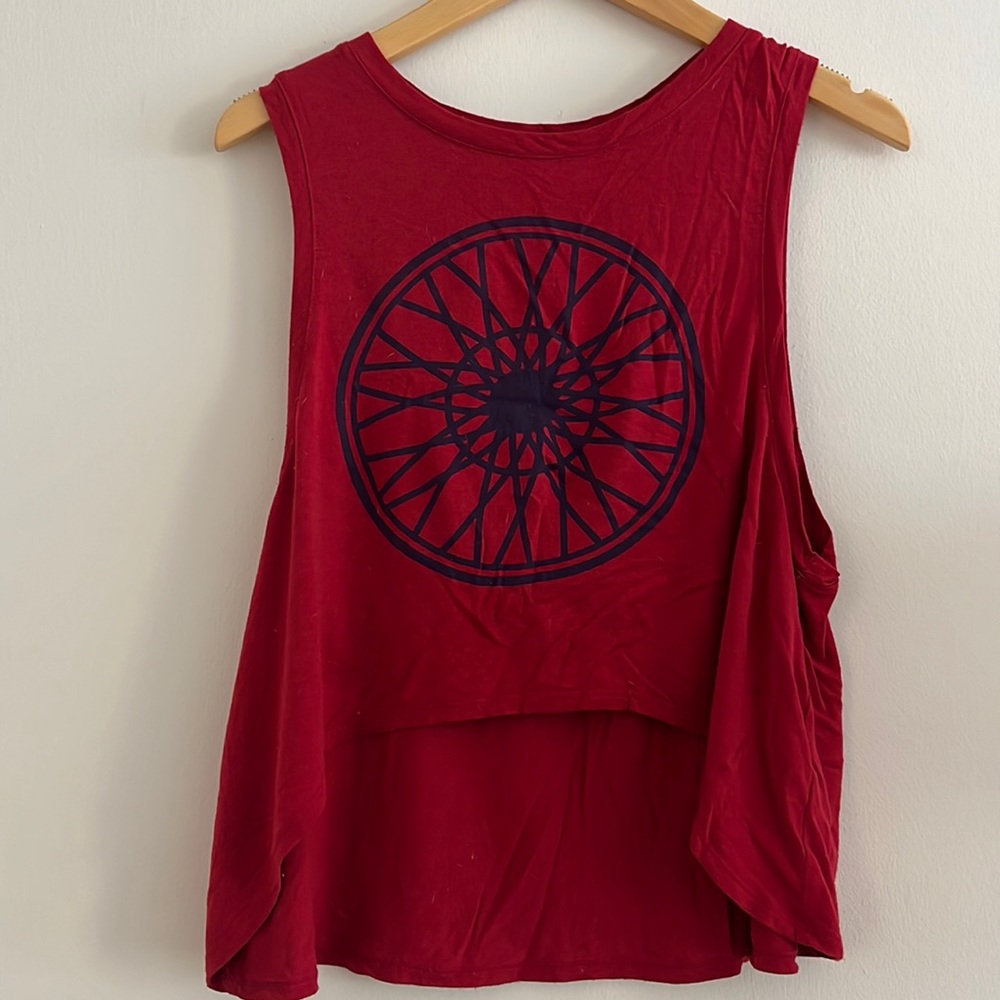 SoulCycle High Low Crop Tank Top Red Blue - Small